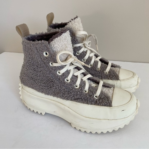 Converse Run Star Hike Sherpa Gray mauve Lined Platform Sneakers size 7 - Picture 9 of 16